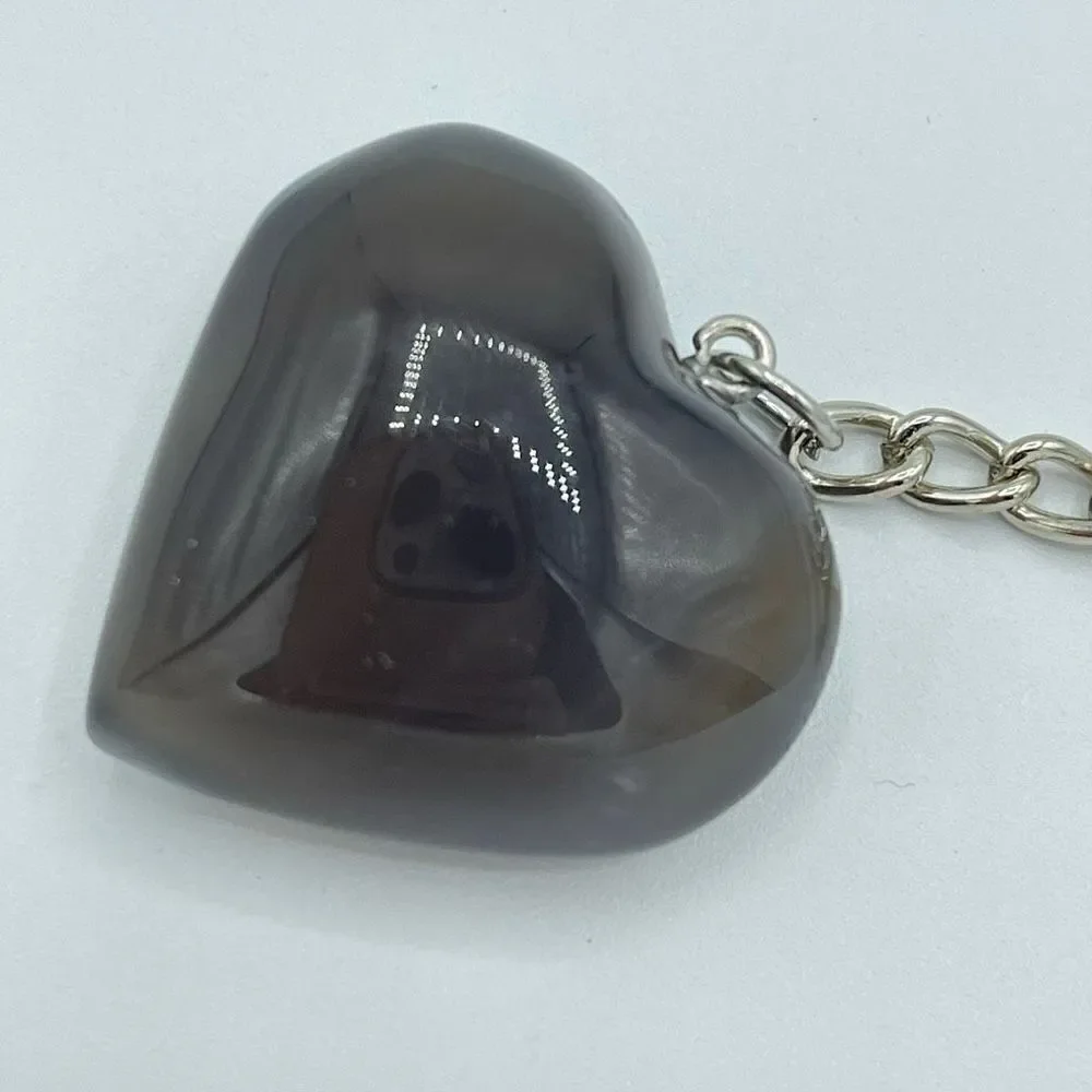 Orca agate heart keychain key ring pendant chain NEW hand crafted